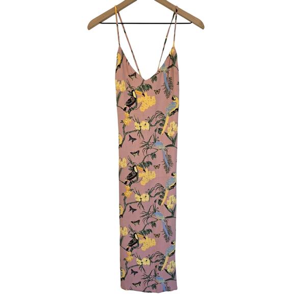 Reformation Pink Tropical Floral Slip Midi Dress Size S NWOT - Picture 1 of 4